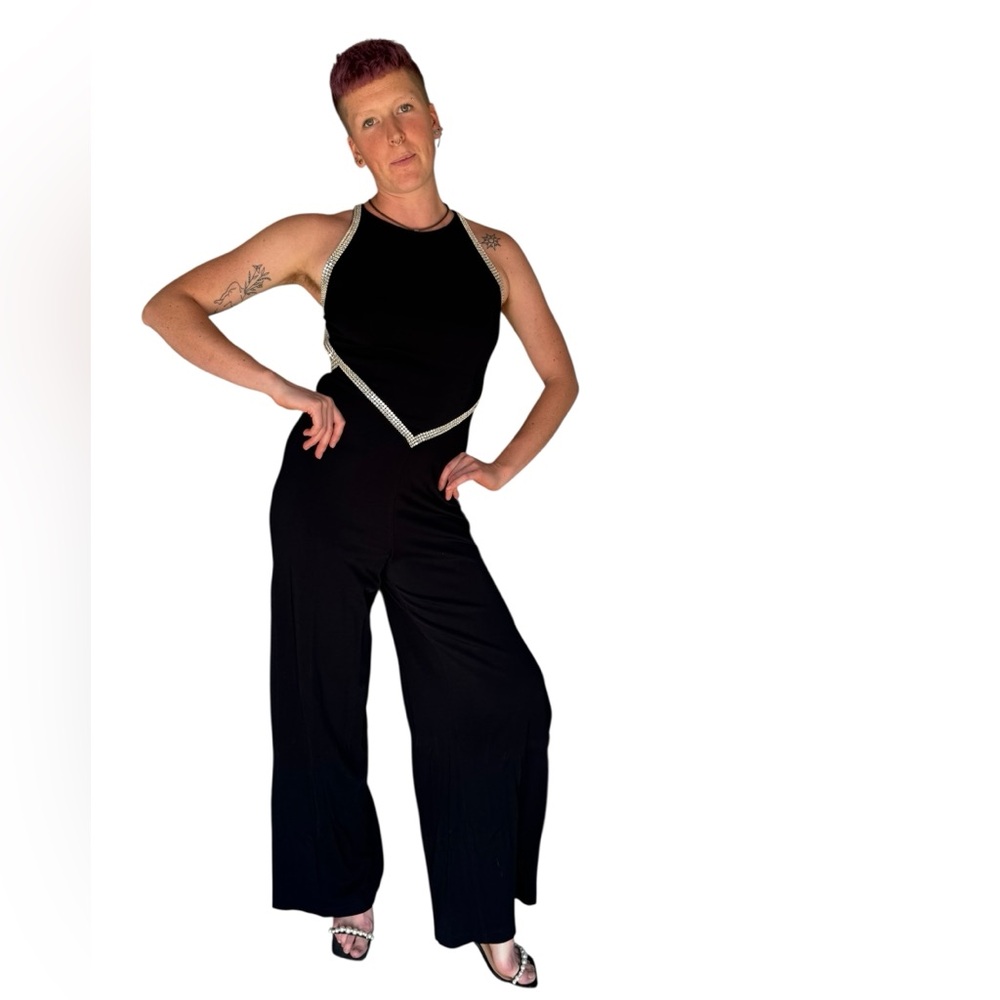 Nicole Bakti Black Jumpsuit with Silver Accents